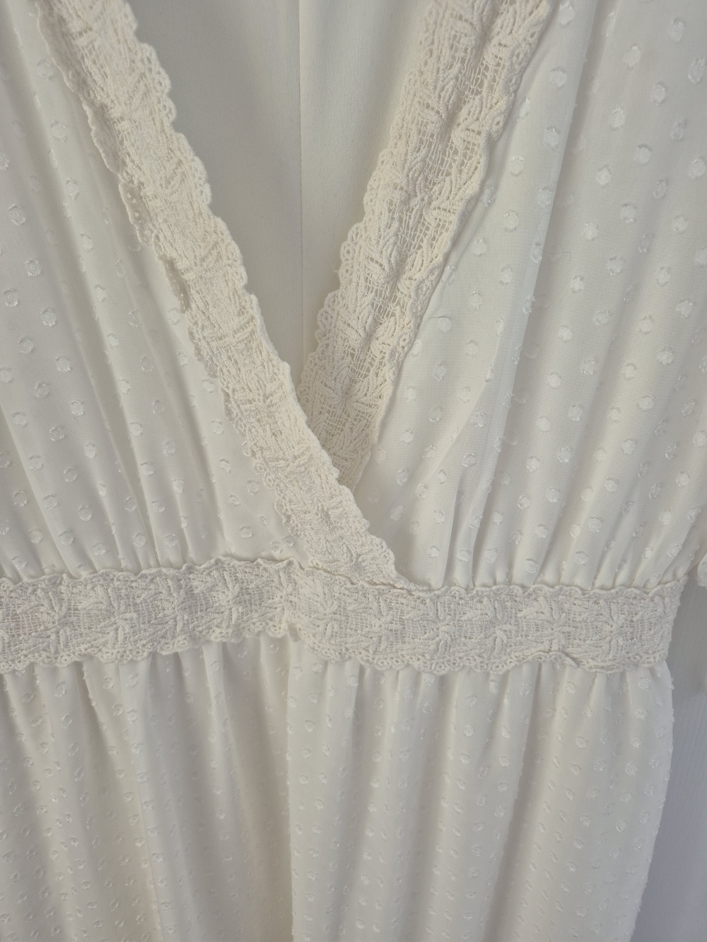Kate & Lilly Cream Swiss Dot Lace Midi Dress Romantic Boho  Sz 12 - Picture 7 of 10